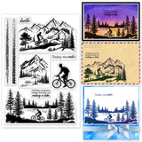Globleland Custom PVC Plastic Clear Stamps, for DIY Scrapbooking, Photo Album Decorative, Cards Making, Mountain, 160x110x3mm