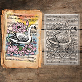 Globleland Custom PVC Plastic Clear Stamps, for DIY Scrapbooking, Photo Album Decorative, Cards Making, Swan, 160x110x3mm