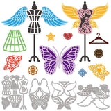 Globleland Carbon Steel Cutting Dies Stencils, for DIY Scrapbooking, Photo Album, Decorative Embossing Paper Card, Stainless Steel Color, Wing Pattern, 84~130x100~136mm, 4pcs/set