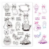 Globleland Clear Silicone Stamp Seal for Card Making Decoration and DIY Scrapbooking, Includes Easter Bunnies, Chicks, Lilies, Easter Eggs, Carrots, Bows