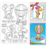 Globleland Balloon, Bear, Hot Air Balloon Stamps Silicone Stamp Seal for Card Making Decoration and DIY Scrapbooking