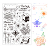 Globleland PVC Plastic Stamps, for DIY Scrapbooking, Photo Album Decorative, Cards Making, Stamp Sheets, Bees Pattern, 16x11x0.3cm