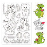 Globleland Summer, Watermelon, Bear, Dragon, Plate Clear Silicone Stamp Seal for Card Making Decoration and DIY Scrapbooking