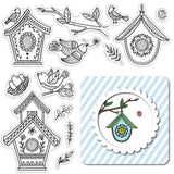 Globleland Custom PVC Plastic Clear Stamps, for DIY Scrapbooking, Photo Album Decorative, Cards Making, Bird & Birdcage Pattern, 160x110x3mm