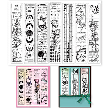 Globleland Vintage Lace, Butterflies, Dragonflies, Moon Phases, Sunflowers, Leaves Clear Silicone Stamp Seal for Card Making Decoration and DIY Scrapbooking