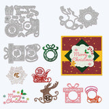 Globleland Letters, Christmas Stockings, Christmas Gift Boxes, Christmas Sleigh Car, Snowflakes Carbon Steel Cutting Dies Stencils, for DIY Scrapbooking/Photo Album, Decorative Embossing DIY Paper Card