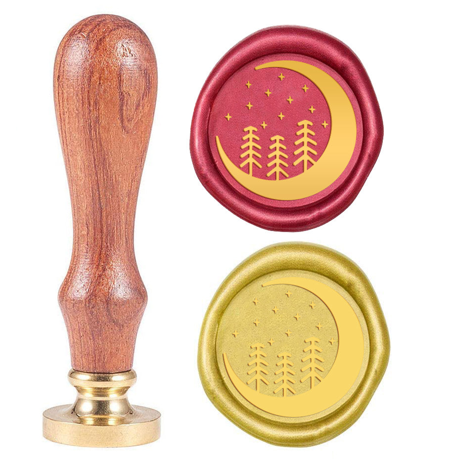 Trees and Moon Wood Handle Wax Seal Stamp