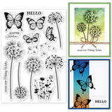 Globleland Butterfly Dandelion Flower Clear Stamps Seal for Card Making Decoration and DIY Scrapbooking