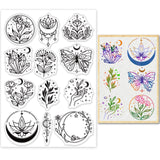 Globleland Plants, Moon, Butterfly Clear Stamps Silicone Stamp Seal for Card Making Decoration and DIY Scrapbooking