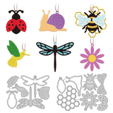 Globleland Carbon Steel Cutting Dies Stencils, for DIY Scrapbooking, Photo Album, Decorative Embossing Paper Card, Stainless Steel Color,  Dragonfly & Ladybug & Snail Pattern, Insect Pattern, 81~90x105~124x0.8mm, 2pcs/set