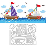 Globleland Combination of Sailboats, Flags, Waves, Seagulls, Fish, Clouds Carbon Steel Cutting Dies Stencils, for DIY Scrapbooking/Photo Album, Decorative Embossing DIY Paper Card