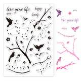 Globleland Clear Silicone Stamp Seal for Card Making Decoration and DIY Scrapbooking, Includes Birds, Silhouettes, Branches, Flowers