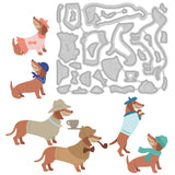 Globleland Dachshund, Cute Puppy, Dog in Clothes, Hat, Scarf, Skirt, Bow Tie, Necklace Carbon Steel Cutting Dies Stencils, for DIY Scrapbooking/Photo Album, Decorative Embossing DIY Paper Card