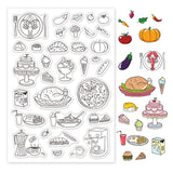 Globleland Recipe Icons, Coffee, Cake, Turkey, Sushi, Pasta, Burger Pizza Clear Silicone Stamp Seal for Card Making Decoration and DIY Scrapbooking