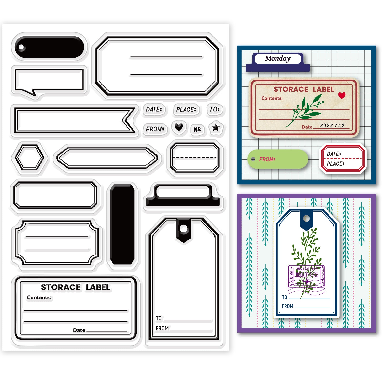 Globleland Label, Frame Clear Silicone Stamp Seal for Card Making Decoration and DIY Scrapbooking