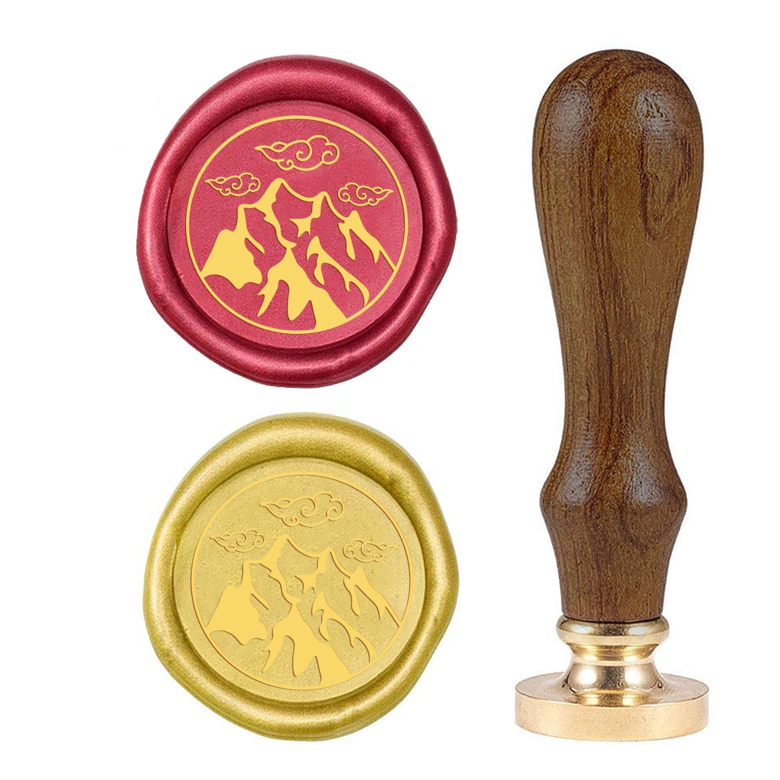 Cloud and Mountain Wood Handle Wax Seal Stamp