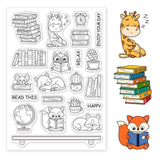 Globleland Read, Animal, Bookshelf Clear Silicone Stamp Seal for Card Making Decoration and DIY Scrapbooking