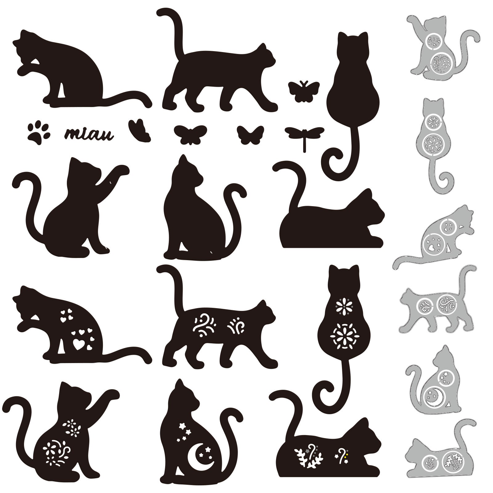 Globleland Carbon Steel Cutting Dies Stencils, for DIY Scrapbooking, Photo Album, Decorative Embossing Paper Card, Stainless Steel Color, Cat Pattern, 171x175x0.8mm