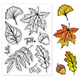 Globleland Autumn, Fallen Leaves, Maple Leaves, Acorns, Hello Clear Silicone Stamp Seal for Card Making Decoration and DIY Scrapbooking