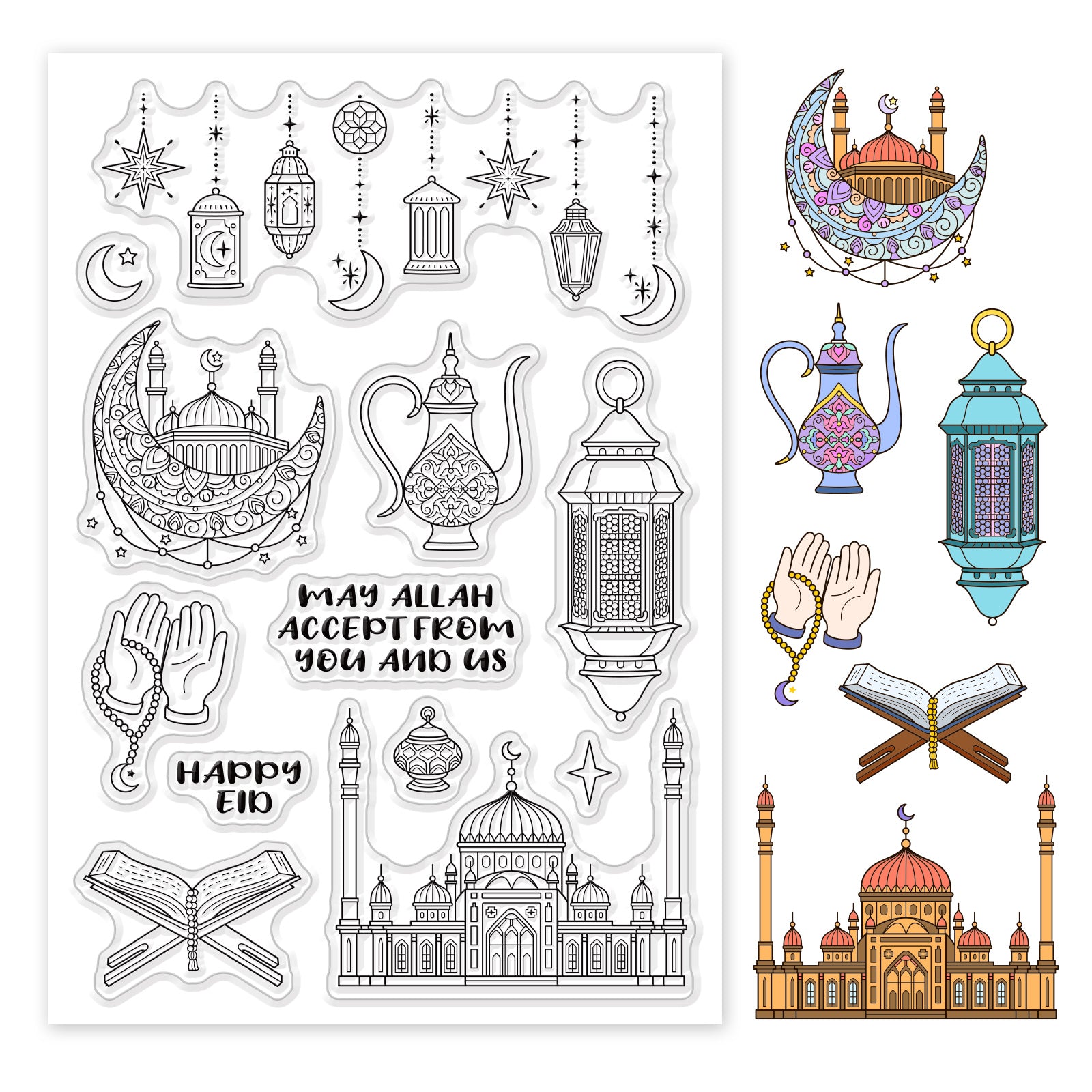 Globleland Eid Al-fitr Stamp Clear Silicone Stamp Seal for Card Making Decoration and DIY Scrapbooking