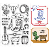 Globleland Cowboy, Barrel, Horn, Rope, Cactus Stamps Silicone Stamp Seal for Card Making Decoration and DIY Scrapbooking