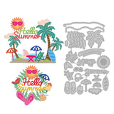 Globleland Summer, Sun, Slippers, Sunglasses, Coconut Tree, Surfboard, Beach Chair Carbon Steel Cutting Dies Stencils, for DIY Scrapbooking/Photo Album, Decorative Embossing DIY Paper Card