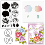 Rose, Valentine's Day Cutting Dies, Painting Stencils and Silicone Clear Stamps Set, for DIY Scrapbooking/Photo Album, Decorative Embossing DIY Paper Card