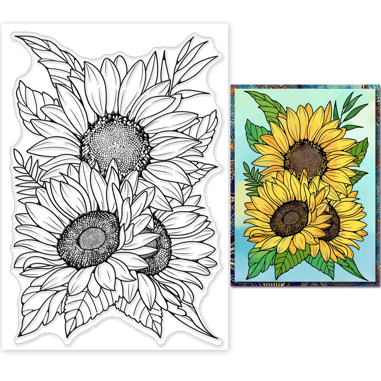 Globleland Sunflower Background Clear Silicone Stamp Seal for Card Making Decoration and DIY Scrapbooking