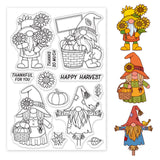 Globleland Gnome, Autumn, Pumpkin, Sunflower Clear Silicone Stamp Seal for Card Making Decoration and DIY Scrapbooking