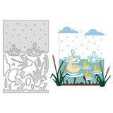 Globleland Raindrops, Ducks, Lake, Reeds, Quagmire, Clouds, Rain Carbon Steel Cutting Dies Stencils, for DIY Scrapbooking/Photo Album, Decorative Embossing DIY Paper Card