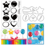 1Pc Carbon Steel Cutting Dies Stencils & 1 Sheet PVC Plastic Stamps, for DIY Scrapbooking/Photo Album, Decorative Embossing DIY Paper Card, Layering Balloon Pattern
