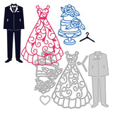 Globleland Suit, Wedding Dress, Cake, Wedding, Hanger, Love Carbon Steel Cutting Dies Stencils, for DIY Scrapbooking/Photo Album, Decorative Embossing DIY Paper Card