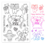 Love Cats, Angel Cats, Cupid Cats, Couple Cats, Cats, Valentine's Day, Confession, Anniversaries, Yarn Balls, Balloons, Bow, Love Clear Silicone Stamp Seal for Card Making Decoration and DIY Scrapbooking