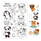 Globleland Lion, Penguin, Tiger, Bear, Panda, Coconut Tree, Conch, Shell, Starfish, Ball, Watermelon Clear Silicone Stamp Seal for Card Making Decoration and DIY Scrapbooking