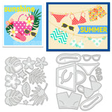 Globleland Summer, Bikini, Flowers, Hibiscus, Plumeria, Sunglasses Carbon Steel Cutting Dies Stencils, for DIY Scrapbooking/Photo Album, Decorative Embossing DIY Paper Card