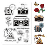 Globleland Vintage Camera Radio Rose Telephone Clear Silicone Stamp Seal for Card Making Decoration and DIY Scrapbooking