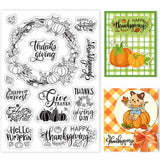 Globleland Autumn Thanksgiving Wreath Pumpkin Leaf Thank You Clear Silicone Stamp Seal for Card Making Decoration and DIY Scrapbooking