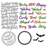 Globleland Halloween Text, Bats, Round Frame Carbon Steel Cutting Dies Stencils, for DIY Scrapbooking/Photo Album, Decorative Embossing DIY Paper Card