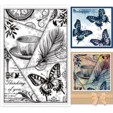 Globleland Vintage Patchwork, Butterfly Clear Silicone Stamp Seal for Card Making Decoration and DIY Scrapbooking