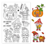 Globleland Gnome, Autumn, Pumpkin Clear Stamps Silicone Stamp Seal for Card Making Decoration and DIY Scrapbooking