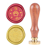 Cat Paws Heart Wood Handle Wax Seal Stamp