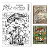 Globleland Mushroom, Thank You, Background Clear Silicone Stamp Seal for Card Making Decoration and DIY Scrapbooking