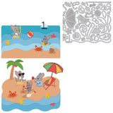 Globleland Beach, Vacation, Swimming, Volleyball, Ice Cream, Crab, Seaside Carbon Steel Cutting Dies Stencils, for DIY Scrapbooking/Photo Album, Decorative Embossing DIY Paper Card
