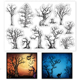 Globleland Halloween, Trees, Nature Wood, Branches, Forest Clear Silicone Stamp Seal for Card Making Decoration and DIY Scrapbooking