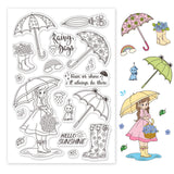 Globleland Rainy Season, Umbrellas, Rain Boots, Flowers, Rainbows, Blessings Clear Stamps Silicone Stamp Seal for Card Making Decoration and DIY Scrapbooking