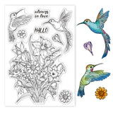 Flowers and Birds Bouquet Hummingbird Daffodils Daisy Plant Clear Stamps Silicone Stamp Seal for Card Making Decoration and DIY Scrapbooking