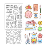 Globleland Sewing Cutting Dies and Silicone Clear Stamps Set, for DIY Scrapbooking/Photo Album, Decorative Embossing DIY Paper Card