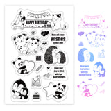 Globleland Birthday, Parrot, Kitten, Tiger, Hedgehog, Panda, Penguin, Balloon, Gift Box, Candle, Candy, Cake, Topper Clear Silicone Stamp Seal for Card Making Decoration and DIY Scrapbooking