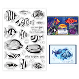 Globleland Fish Ocean Greetings Clear Silicone Stamp Seal for Card Making Decoration and DIY Scrapbooking