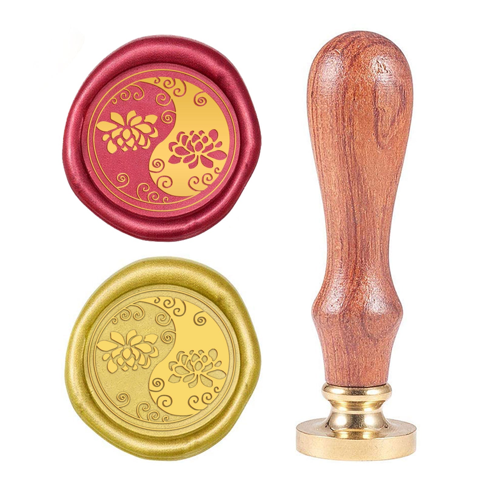 Lotus Flowers-2 Wood Handle Wax Seal Stamp